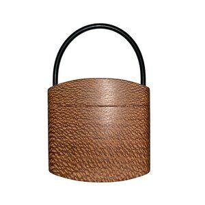Handmade Wooden Purse Small Box Bag Rubber Handle Artisan Unique Used